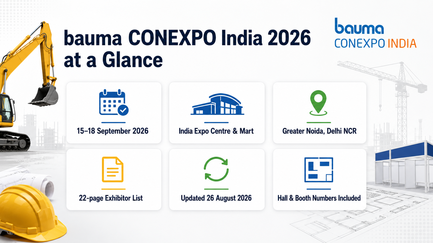 Bauma CONEXPO India 2026 dates, venue and exhibitor list details at a glance.