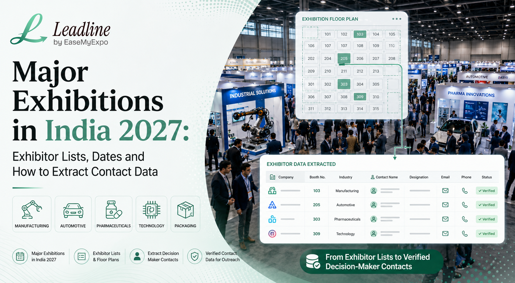 Major Indian trade exhibition with booths, floor plan, and exhibitor data being organized digitally.