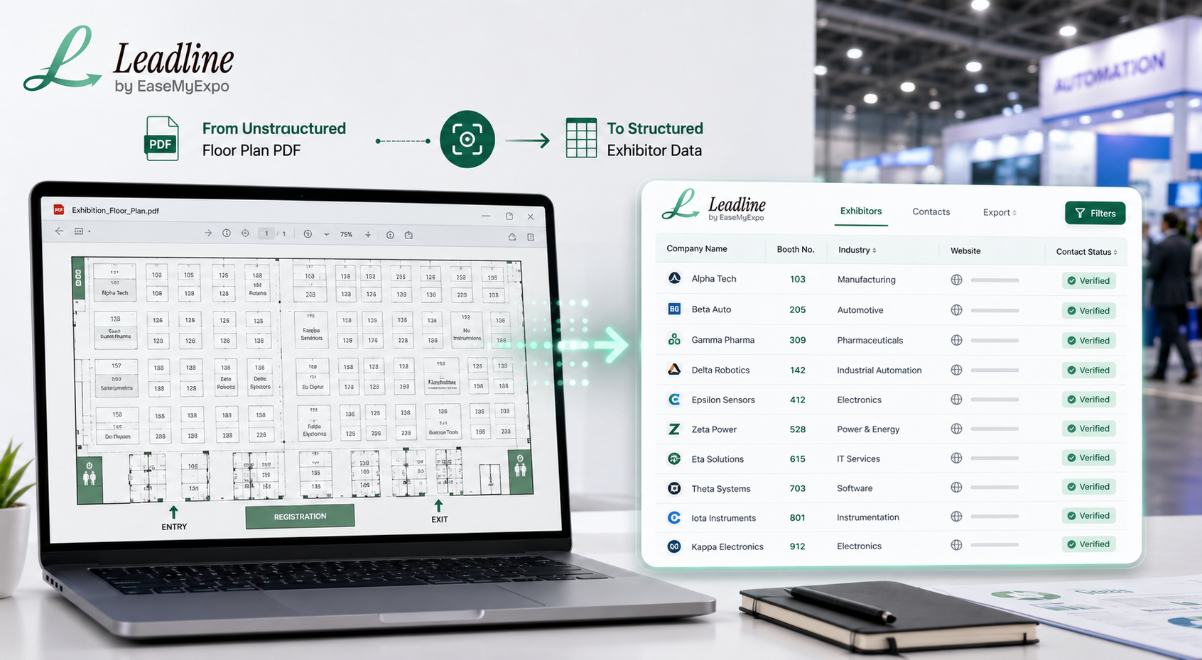 Exhibition floor plan being converted into structured exhibitor and booth data