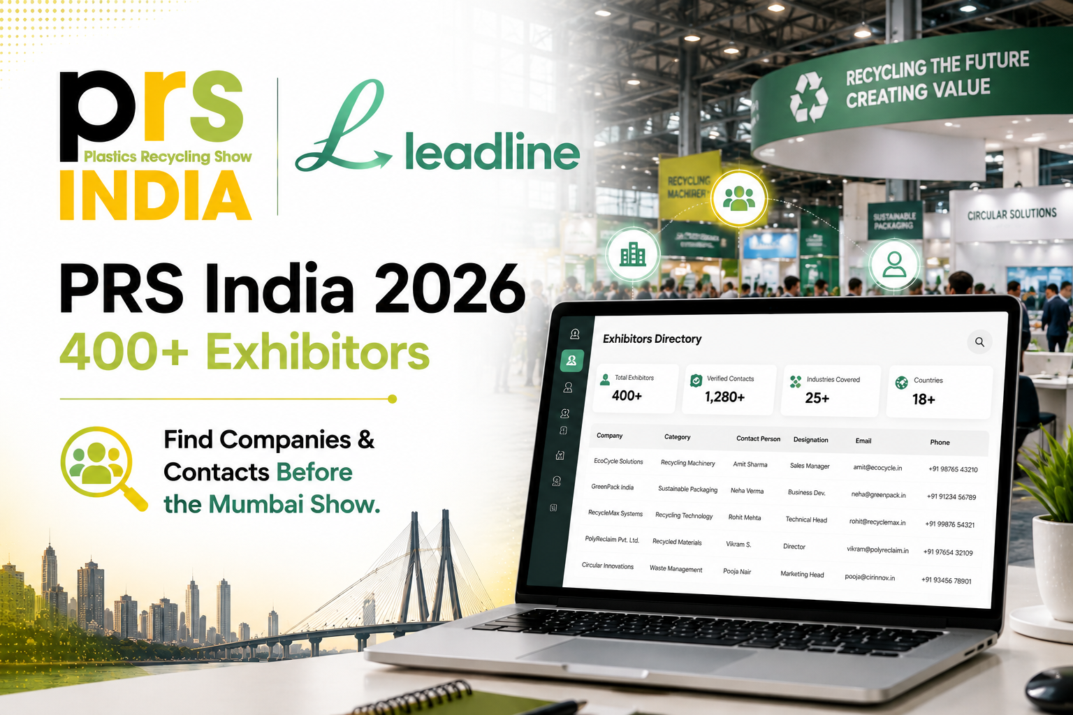 Plastics recycling exhibition floor at PRS India 2026 in Mumbai.